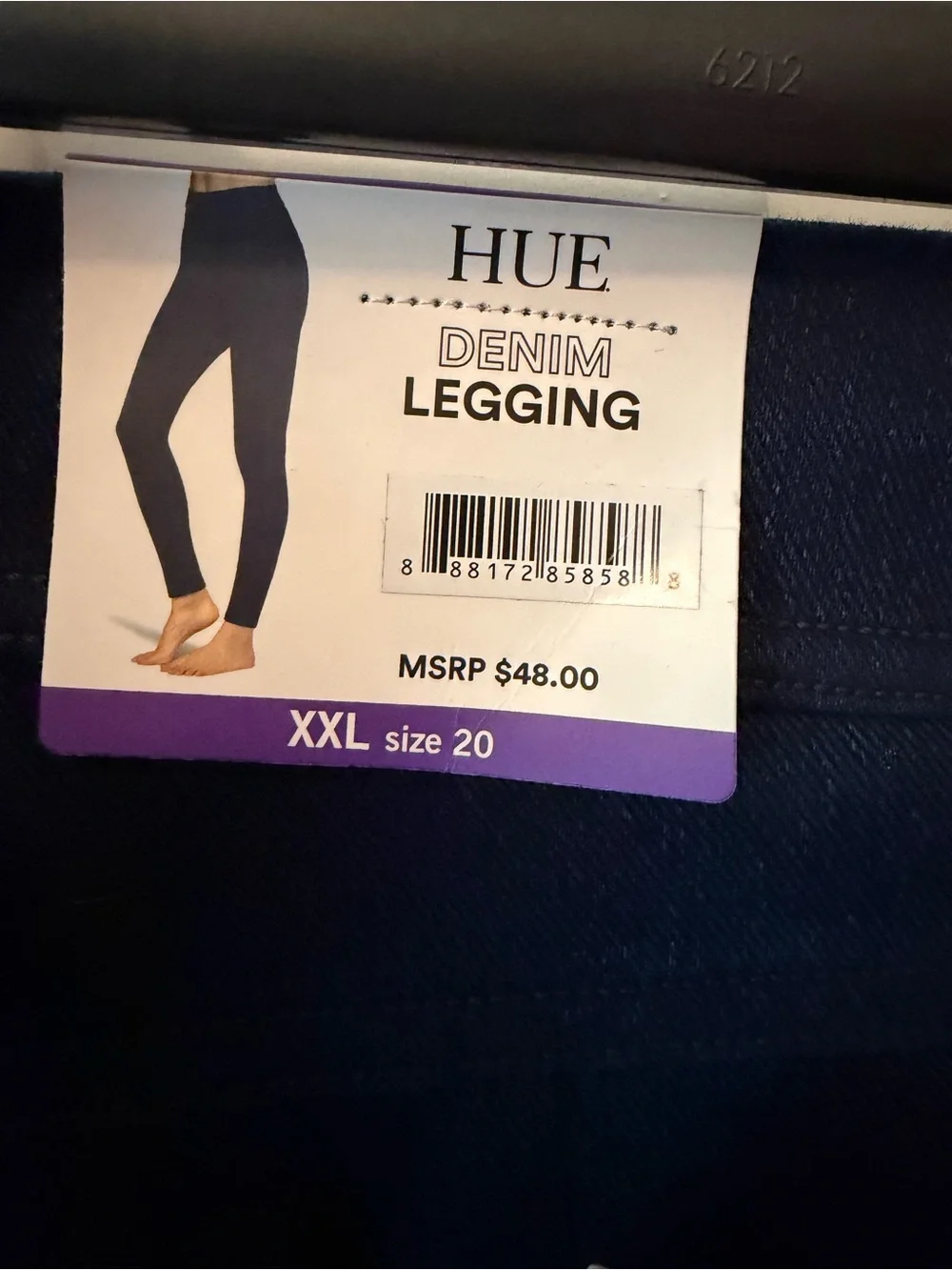 NWT-Size XXL HUE Women's Yoga Stretch Denim Leggings - Navy Blue - Picture 3 of 4